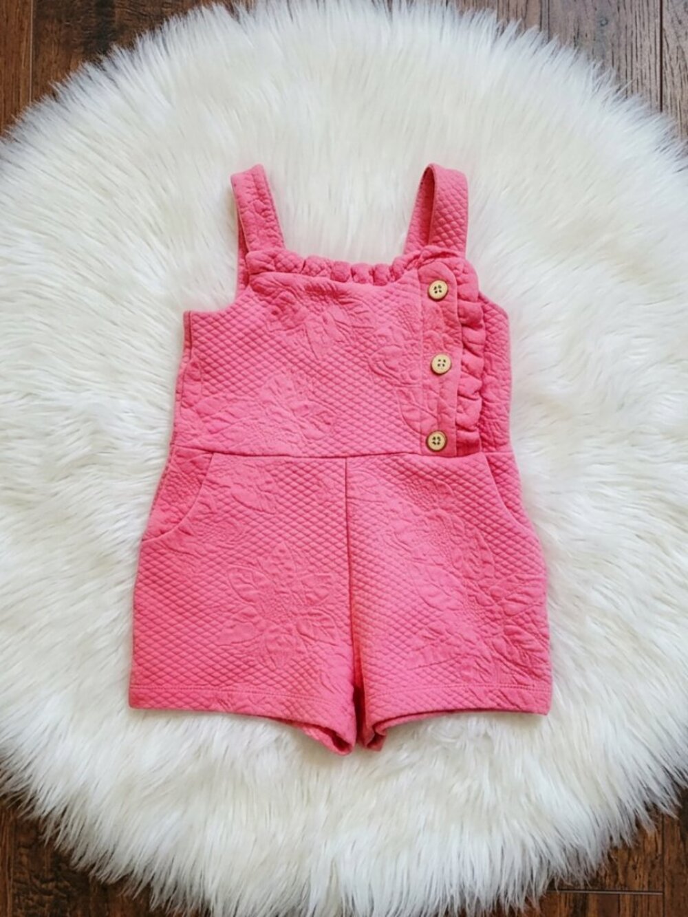 Janie and Jack Pink Quilted Floral Romper Size 2T